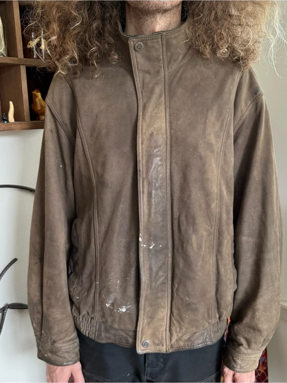 Vintage 80s Wilsons Leather Faded Brown Leather Bomber Jacket Grunge ~ Size XL